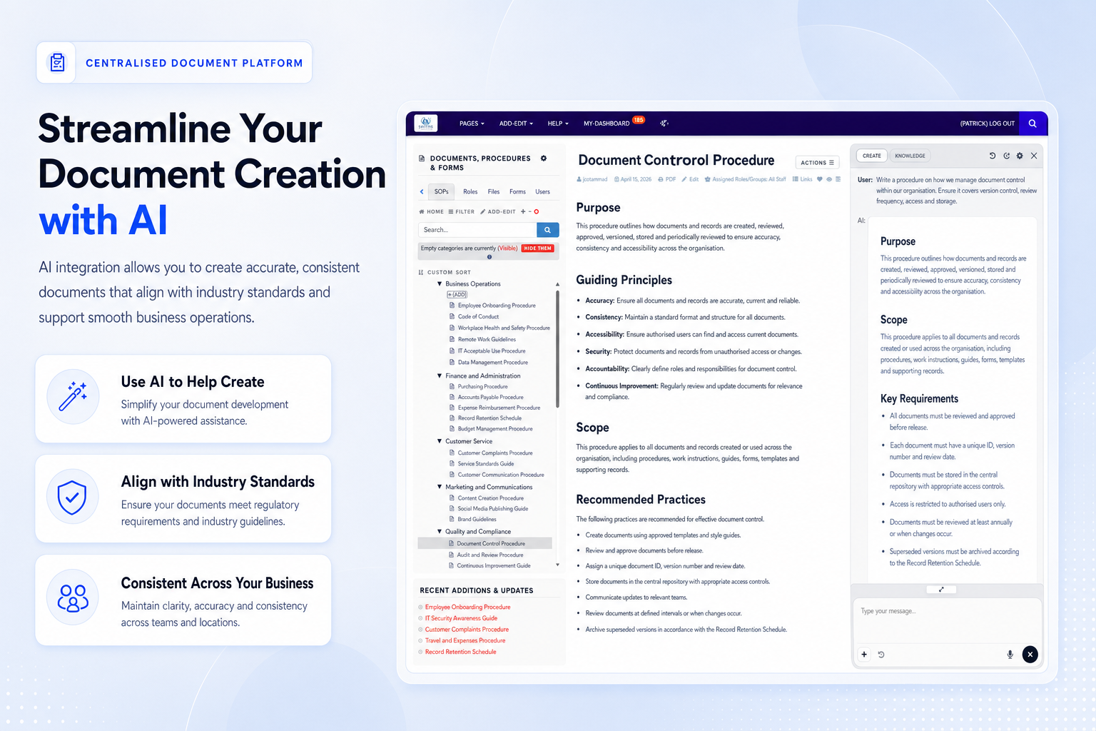 TKO Guides AI assisted document creation result screenshot