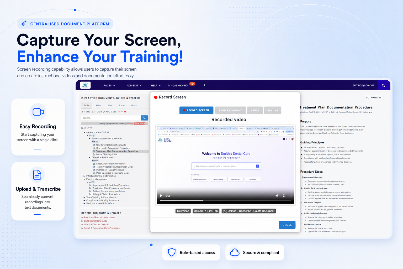 TKO Guides screen recording tool for dental practice training documentation