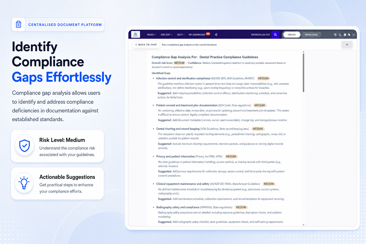TKO Guides AI compliance gap analysis for dental guidelines