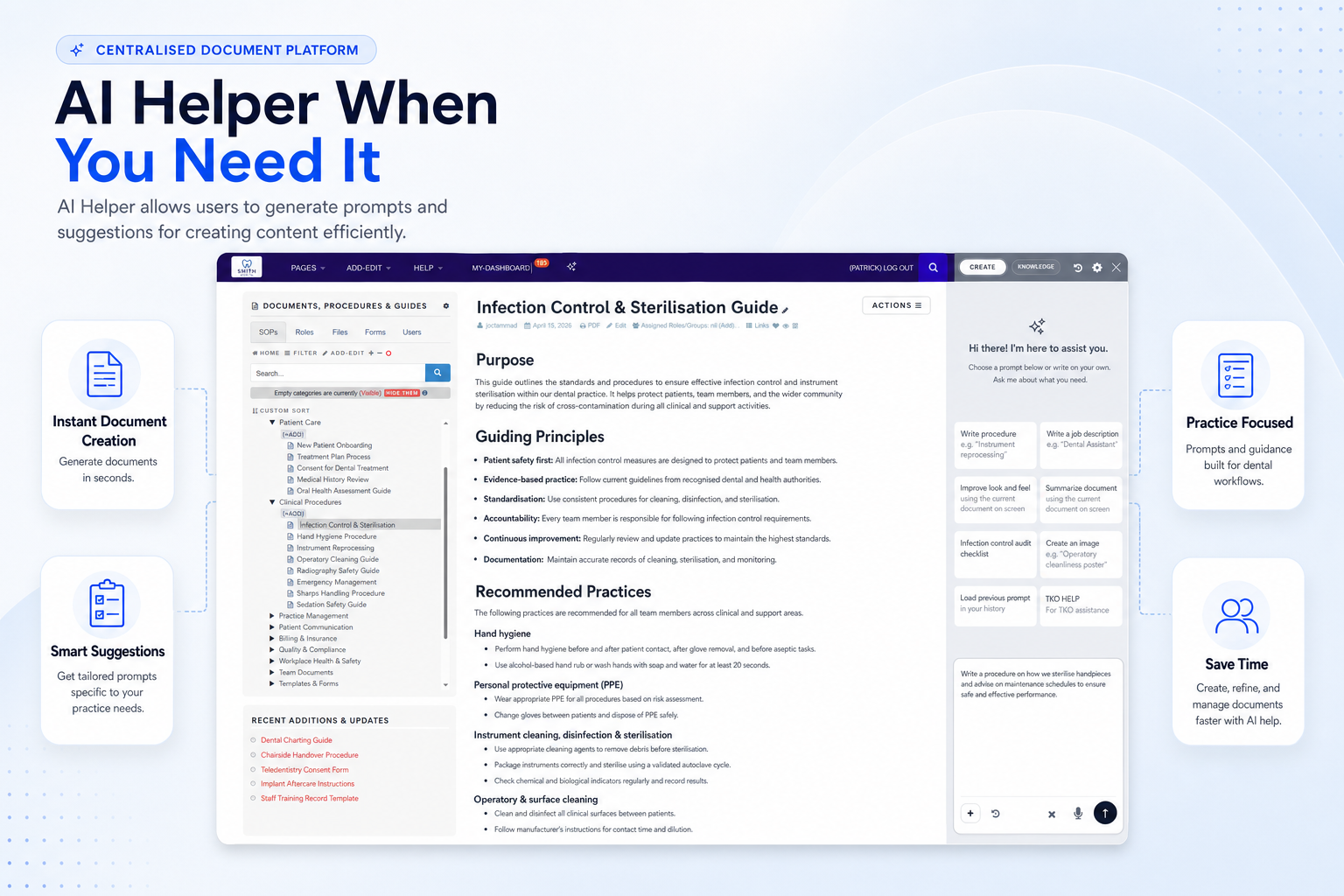TKO Guides AI helper prompt for document creation and management