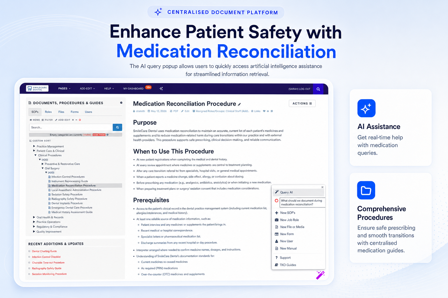 TKO Guides quick AI query popup for dental procedure support