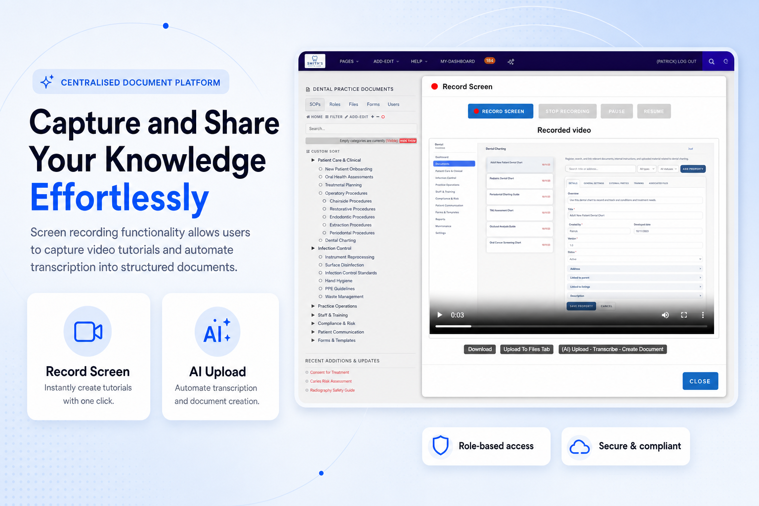 TKO Guides screen capture and transcription for dental practice training