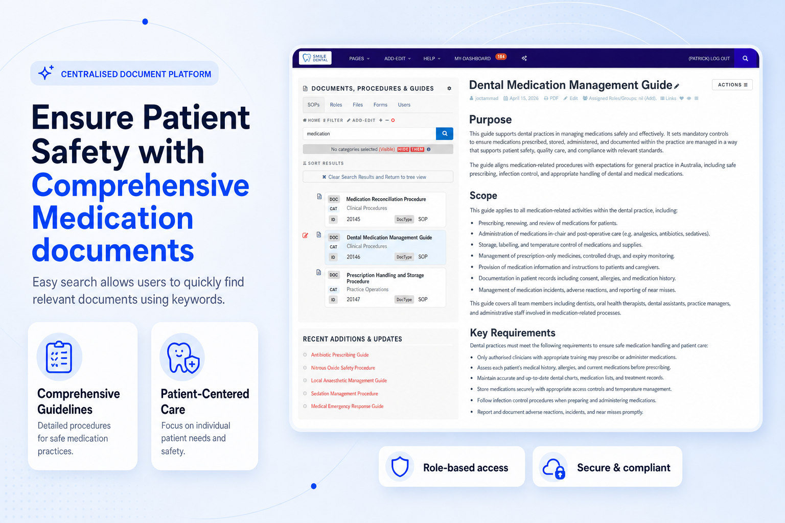 TKO Guides easy search for dental compliance documents and procedures