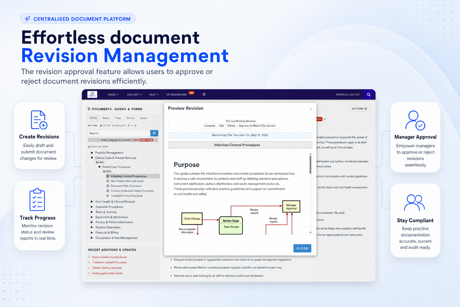 TKO Guides revision approval workflow for dental SOP documents