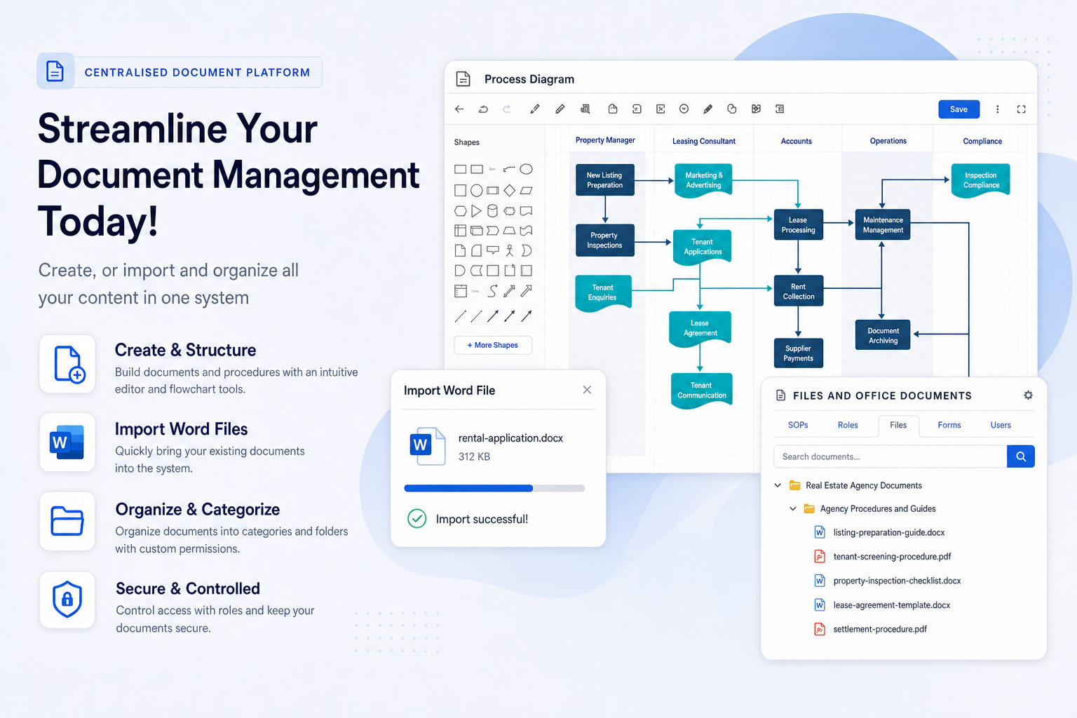 TKO Guides create import and organise screen for real estate business documents