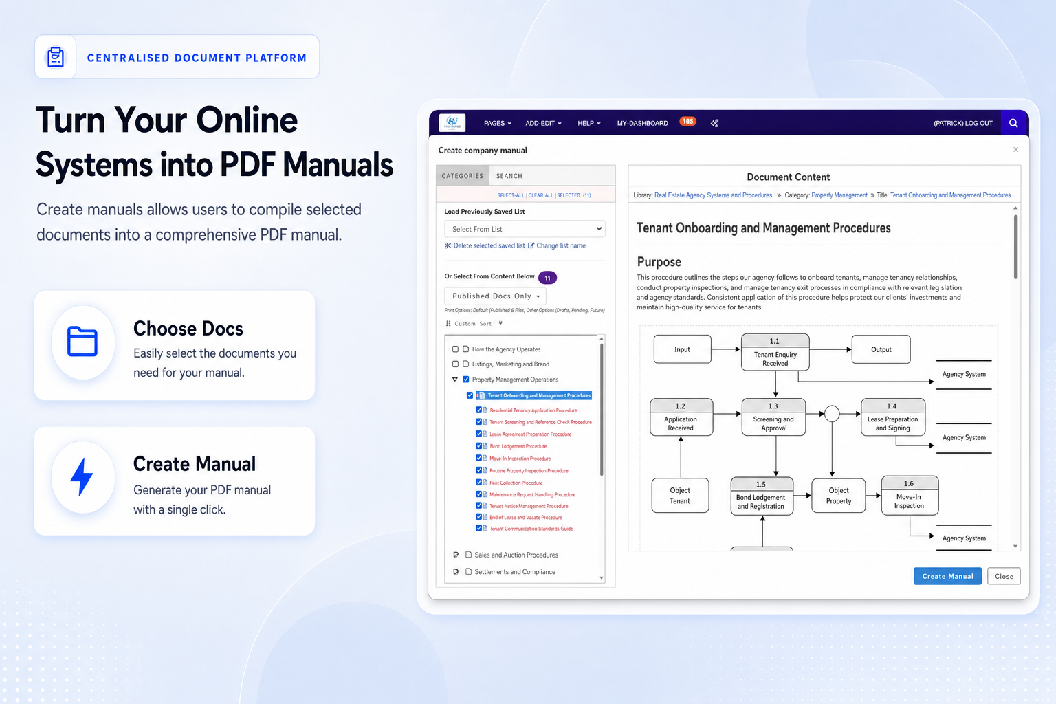TKO Guides create manuals screen for real estate procedures and team guides