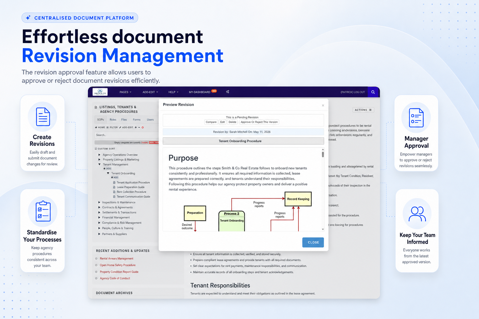 TKO Guides revision approval workflow for real estate business documents